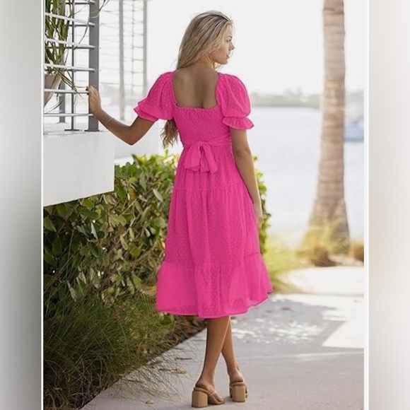Elegant Pink Midi Dress for Women - Picture 2 of 7